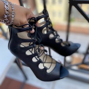 Black Caged Style Laced Heels ZARA 36 Like New
